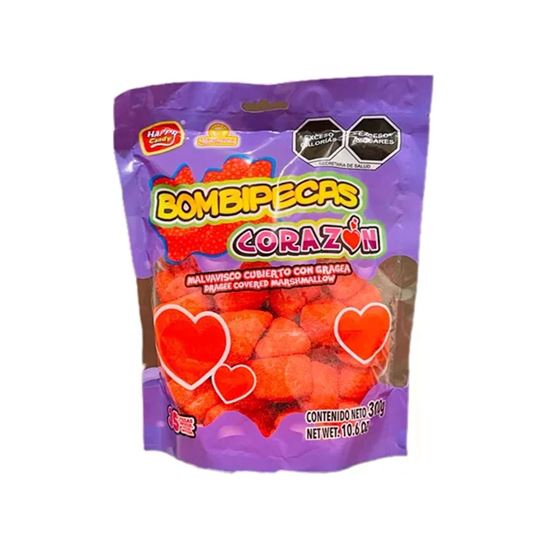 Imagen de Malvavisco cubierto con gragea Las Delicias Bombipecas Corazón 35 pzas (300g)