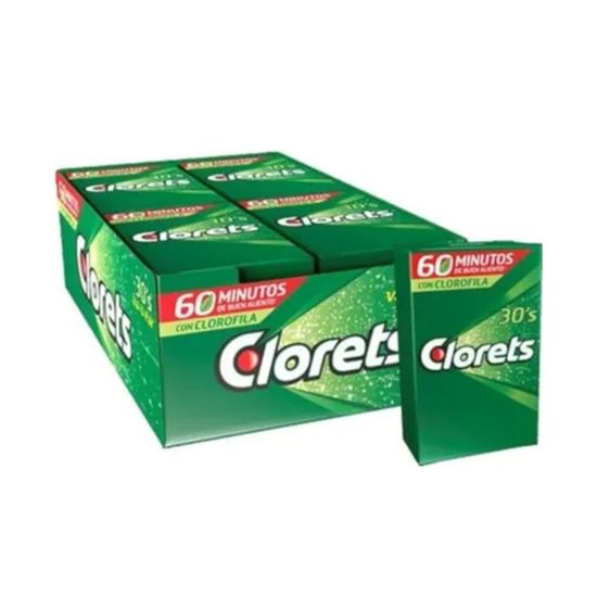 Imagen de Goma de mascar sin azúcar sabor menta Clorets 30's Val-U-Pak 8 pzas de 34.6 (276.8)
