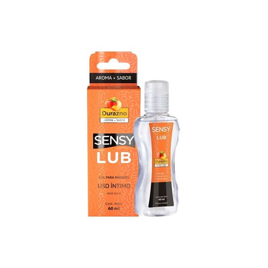 Imagen de Gel lubricante aroma y sabor durazno para masaje y uso íntimo Sensy Lub 60ml