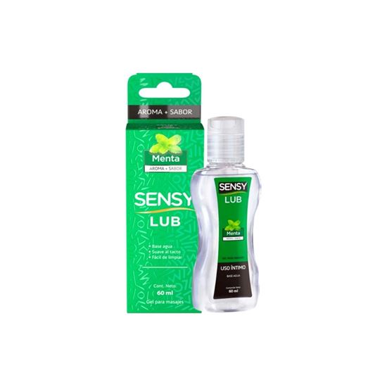 Imagen de Gel lubricante aroma y sabor menta para masaje y uso íntimo Sensy Lub 60ml