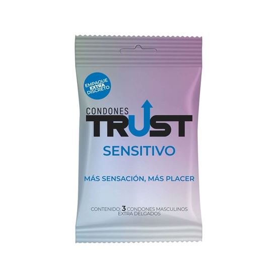 Imagen de Condones masculinos de látex extra delgados Trust Sensitivo 3 pzas