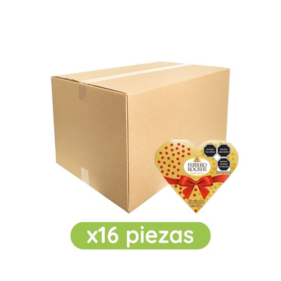 Imagen de Chocolates Ferrero Rocher caja corazón San Valentín cartón con 16 pzas de 25g c/u