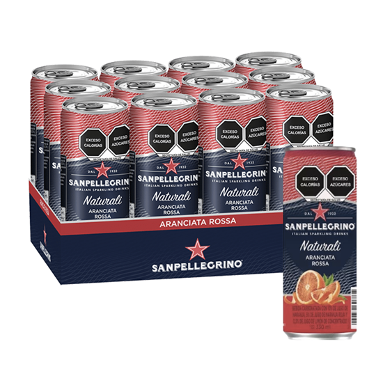 Imagen de Bebida carbonatada italiana con jugo de naranja roja Sanpellegrino Naturali Aranciata Rossa 12 pack de 330ml c/u