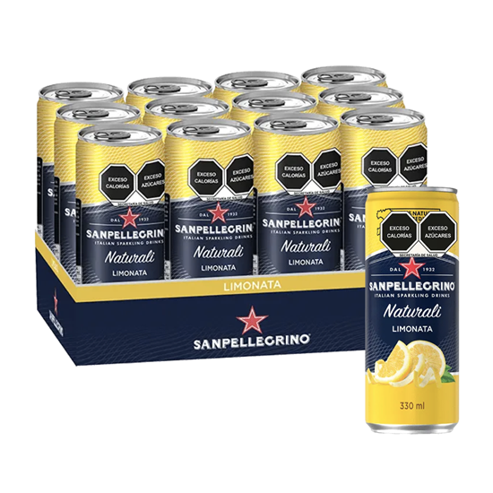 Imagen de Bebida carbonatada italiana con jugo de limón Sanpellegrino Naturali Limonata 12 pack de 330ml c/u