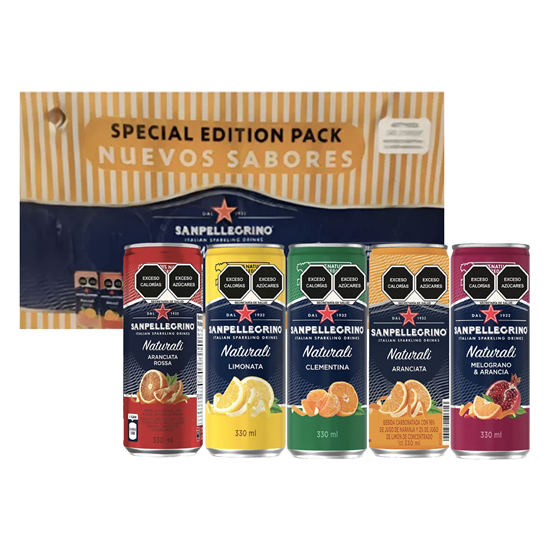 Imagen de Bebida carbonatada italiana sabores surtidos con jugo de cítricos mediterráneos Sanpellegrino Naturali 12 pack de 330ml c/u