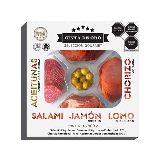 Imagen de Selección gourmet de carnes frías, queso y aceitunas Cinta de Oro 1kg