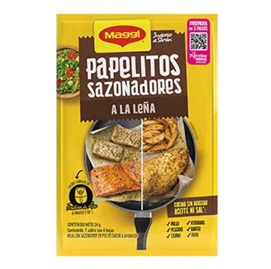 Imagen de Papelitos sazonadores Maggi Jugoso al Sartén A la Leña 4 hojas (24g)