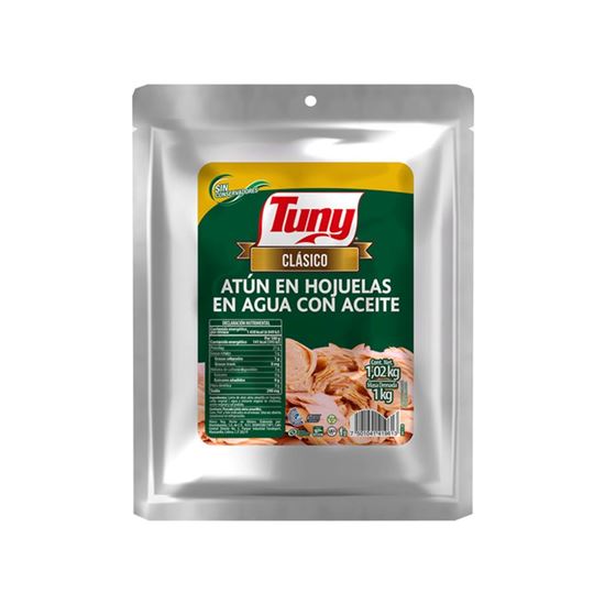 Imagen de Atún aleta amarilla en trozos en agua con aceite sin soya Tuny Clásico pouch 1.02kg