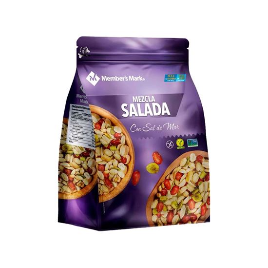 Imagen de Botana de mezcla de cacahuates y pepita de calabaza con sal de mar Member's Mark Mezcla Salada bolsa resellable 850g