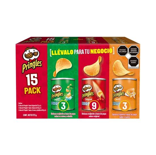 Imagen de Mix de papas surtidas 3 sabores Pringles 15 pack (573g)