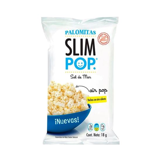 Imagen de Palomitas de maíz hechas con aire caliente sabor sal de mar Slim Pop 18g