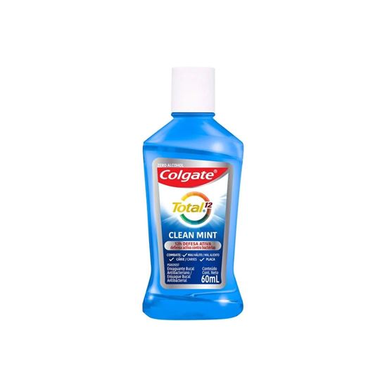 Imagen de Enjuague bucal antibacterial sin alcohol Colgate Total 12 Clean Mint 12h Defensa Activa 60ml