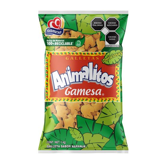 Imagen de Galletas sabor naranja Gamesa Animalitos 1kg