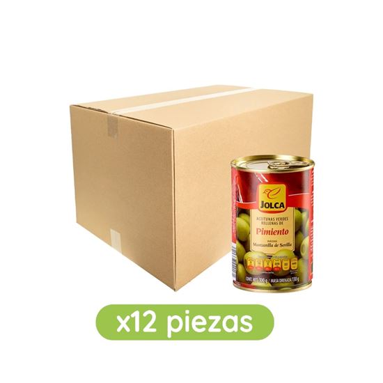 Imagen de Aceituna manzanilla fina rellena de pimiento Jolca caja con 12 pzas de 300g c/u