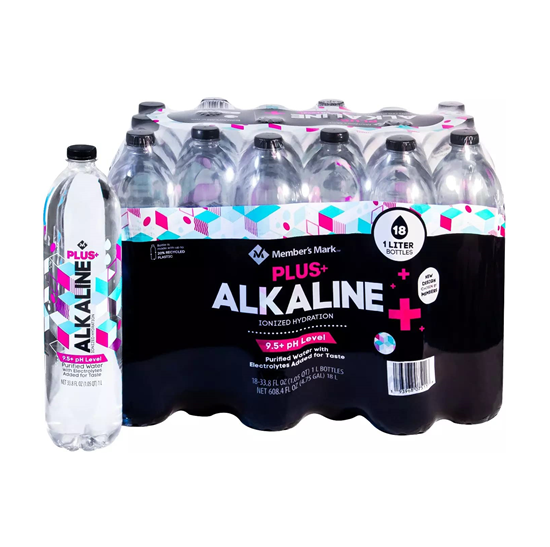 Imagen de Agua alcalina pH 9.5+ Member's Mark paquete con 18 botellas de 1L c/u