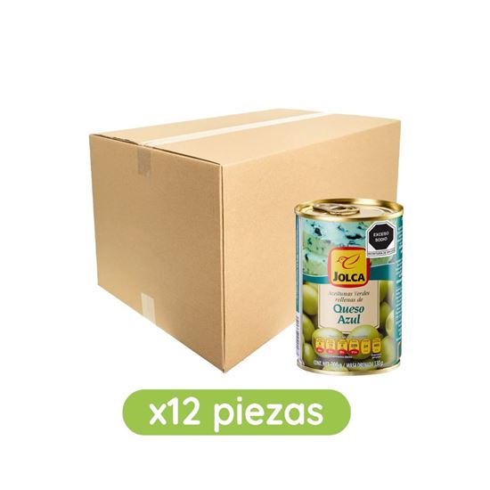Imagen de Aceituna manzanilla fina rellena de queso azul Jolca caja con 12 pzas de 300g c/u