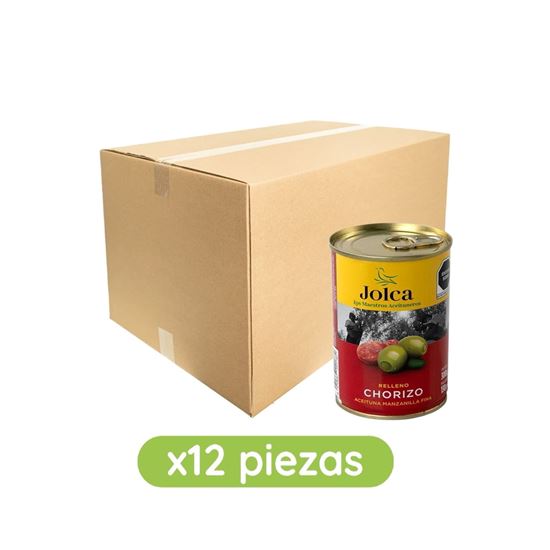 Imagen de Aceituna manzanilla fina rellena de chorizo Jolca caja con 12 pzas de 300g c/u