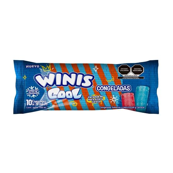 Imagen de Congeladas sabor mora azul y cereza Winis Cool 10 pzas de 70ml c/u (700ml)