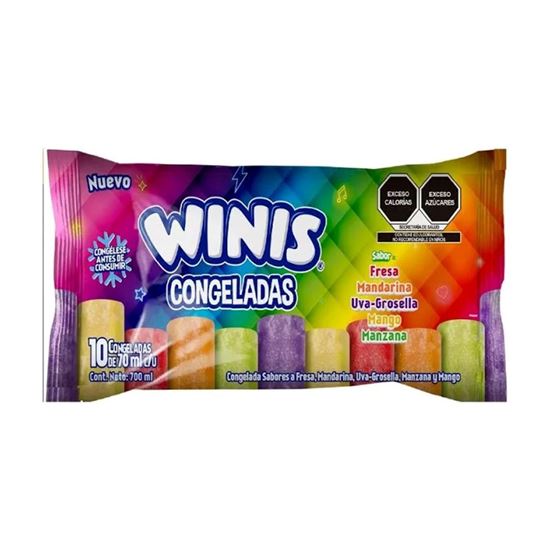 Imagen de Congeladas sabores surtidos (fresa, mandarina, uva-grosella, mango y manzana) Winis Congeladas 10 pzas de 70ml c/u (700ml)