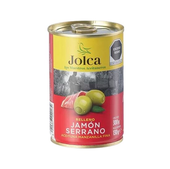 Imagen de Aceituna manzanilla fina rellena de jamón serrano Jolca 300g
