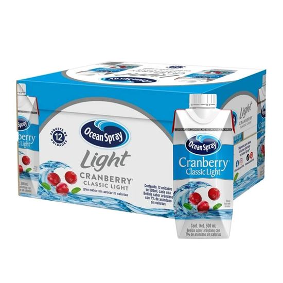 Imagen de Jugo de arándano rojo sin azúcar Ocean Spray Cranberry Classic Light caja con 12 pzas de 500ml c/u