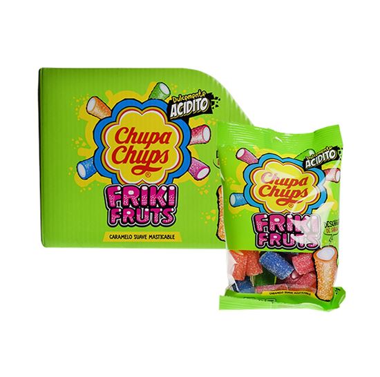 Imagen de Tiras de caramelo con relleno acidulado Chupa Chups Friki Fruts 9 pzas de 57g c/u (513g)