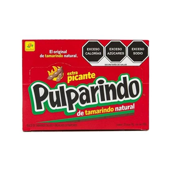 Imagen de Dulce de tamarindo De la Rosa Pulparindo Extra Picante 20 pzas de 14g c/u (280g)