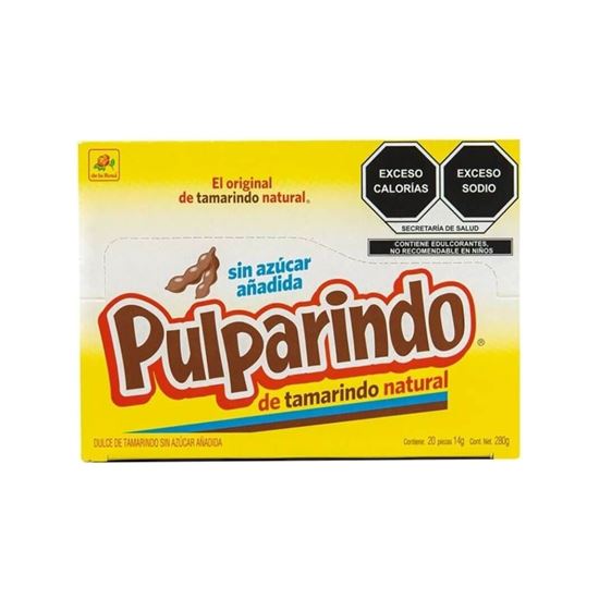 Imagen de Dulce de tamarindo De la Rosa Pulparindo sin azúcar añadida 20 pzas de 14g c/u (280g)