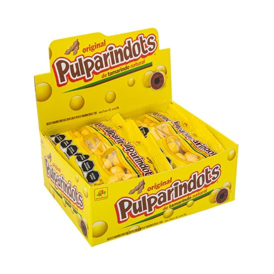 Imagen de Bolitas de dulce de tamarindo confitado De la Rosa Pulparindots Original 20 pzas de 30g c/u (600g)