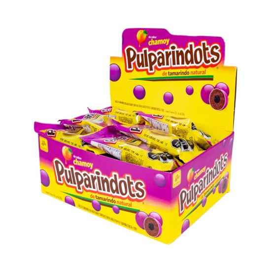 Imagen de Bolitas de dulce de tamarindo confitado De la Rosa Pulparindots sabor chamoy 20 pzas de 30g c/u (600g)