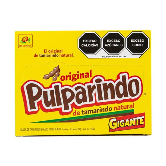 Imagen de Dulce de tamarindo De la Rosa Pulparindo Gigante Original 16 pzas de 28g c/u (448g)