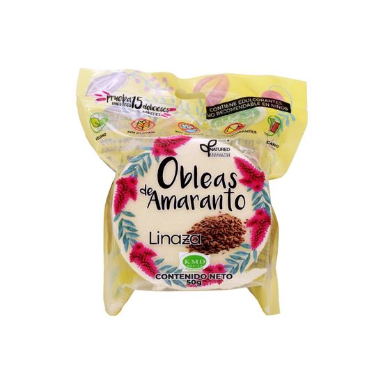 Imagen de Obleas de amaranto veganas, sin gluten y sin azúcar sabor linaza Natured 50g