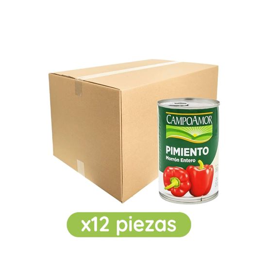 Imagen de Pimiento morrón entero CampoAmor en lata caja con 12 pzas de 390g c/u