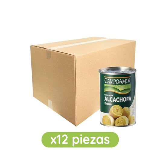 Imagen de Corazón de alcachofa entero CampoAmor en lata caja con 12 pzas de 400g c/u