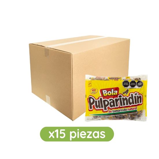 Imagen de Dulce de tamarindo salado y enchilado De la Rosa Bola Pulparindín caja con 15 pzas de 550g c/u