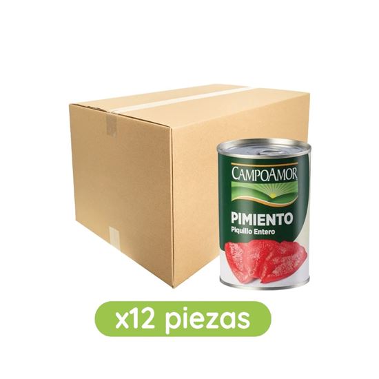 Imagen de Pimiento piquillo entero CampoAmor en lata caja con 12 pzas de 425g c/u