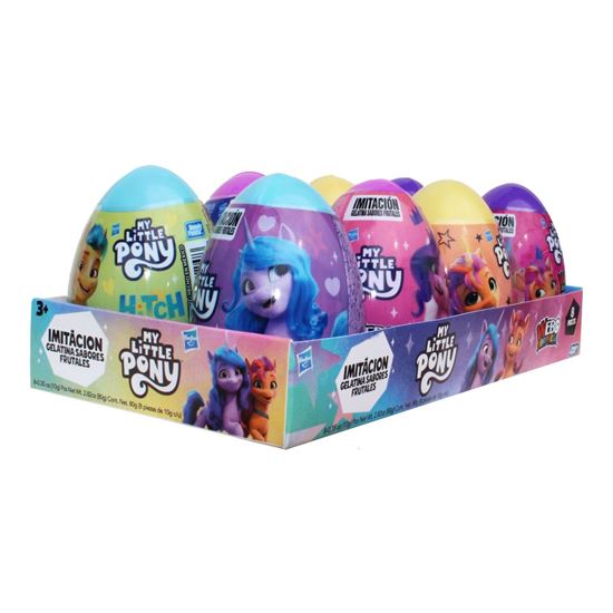 Imagen de Huevo de juguete con dulce gelatinas de sabores frutales Bondy Fiesta Webo Sorpresa My Little Pony 10g c/u (80g)