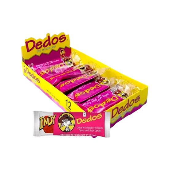 Imagen de Dulce acidito y picosito Indy Dedos 12 pzas de 20g c/u (240g)