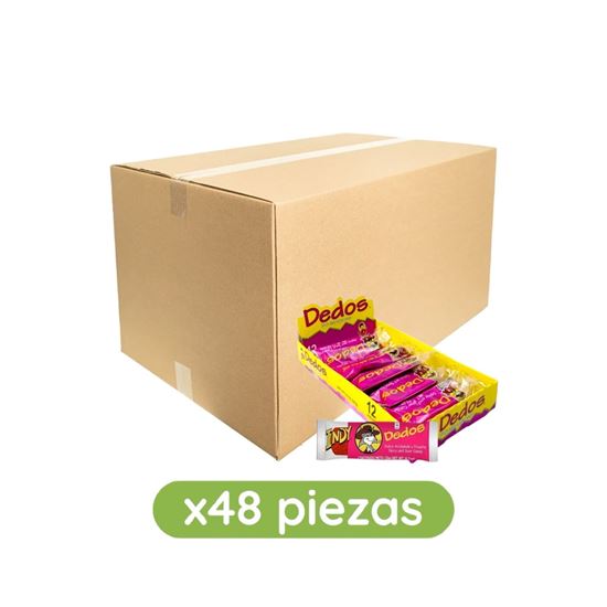 Imagen de Dulce acidito y picosito Indy Dedos caja con 48 pzas de 240g c/u