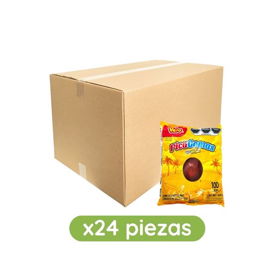 Imagen de Gomita sabor mango cubierta de dulce picoso Vero PicaGomas caja con 24 bolsas de 600g c/u