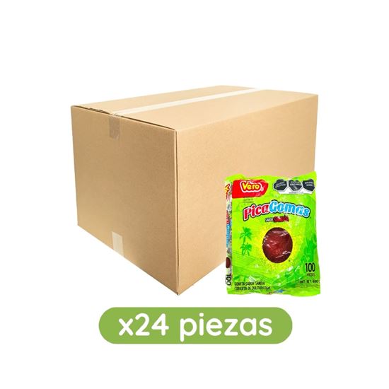Imagen de Gomita sabor sandía cubierta de dulce picoso Vero PicaGomas caja con 24 bolsas de 600g c/u