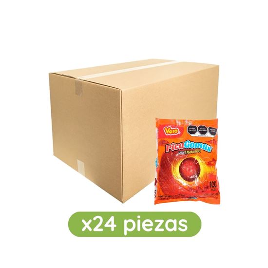 Imagen de Gomita sabor tamarindo cubierta de dulce picoso Vero PicaGomas caja con 24 bolsas de 600g c/u