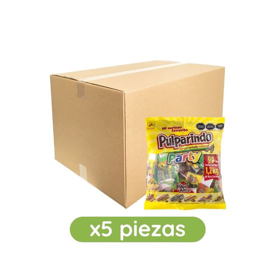 Imagen de Dulces piñateros surtidos De la Rosa Pulparindo Party caja con 5 bolsas de 1.2 kg c/u