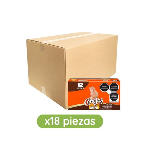 Imagen de Chocolate con leche Turín Conejos Mini caja con 18 paquetes de 120g c/u (2.16kg)