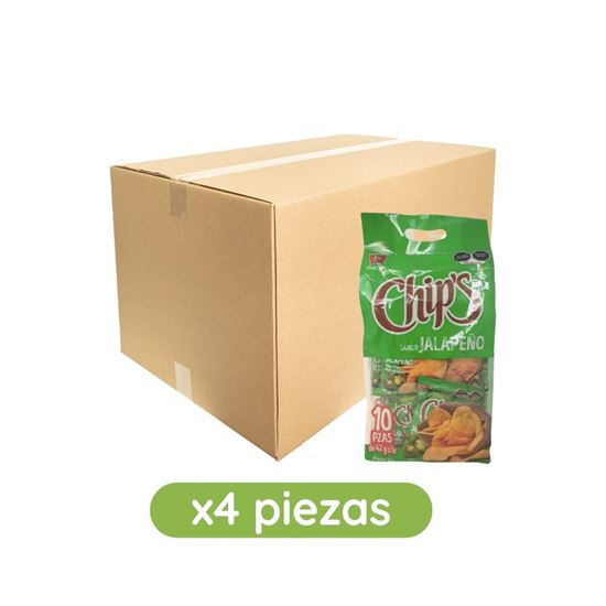 Imagen de Papas fritas sabor jalapeño Barcel Chip's Jalapeño caja con 4 bolsas de 420g c/u