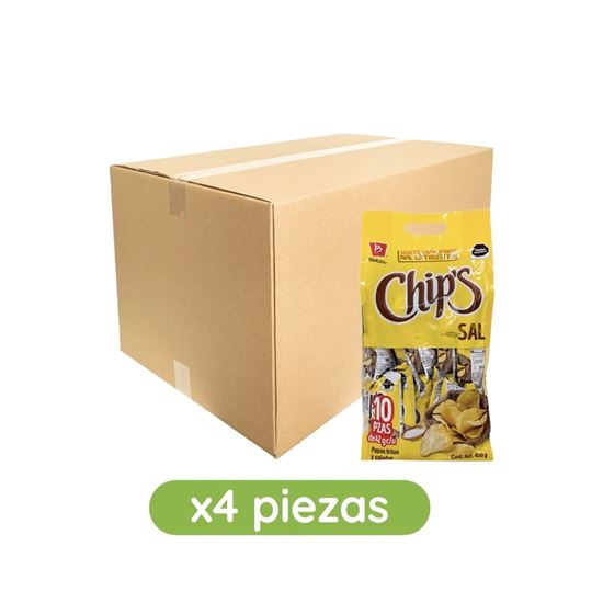 Imagen de Papas fritas y saladas Barcel Chip's Sal caja con 4 bolsas de 420g c/u