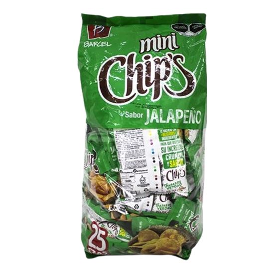 Imagen de Papas fritas sabor jalapeño Barcel Mini Chip's Jalapeño 25 pzas de 18g c/u (450g)