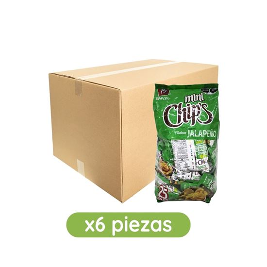 Imagen de Papas fritas sabor jalapeño Barcel Mini Chip's Jalapeño caja con 6 bolsas de 450g c/u
