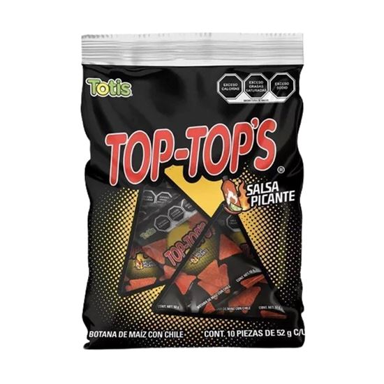 Imagen de Botana de maíz con chile Totis Top-Top's Salsa Picante bolsa con 10 sobres de 52g c/u (520g)