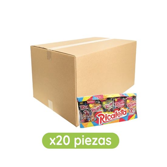Imagen de Paleta de chilito agridulce en polvo sabores frutales surtidos cubierta de caramelo Ricaleta caja con 20 paquetes de 625g c/u